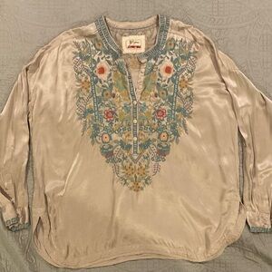 Johnny Was Silk Tunic with Embroidery